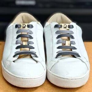 Michael Kors Genuine Leather Sneaker w/ No-Tie Elastic Shoelaces Accents